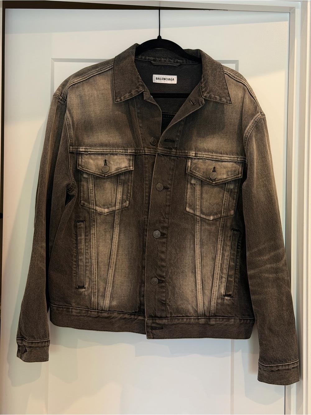 Balenciaga Oversized Washed Black Denim Jacket Size 34 Made in Japan